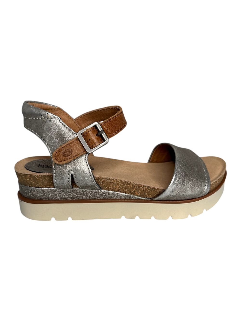 Josef Seibel Clea Platform Sandals - Metallic Silver - Size 36 (US 6.5)
